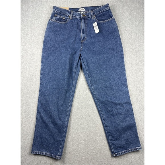 L.L. Bean Jeans Womens 16 Blue Double Print Lined Original Fit Relaxed Denim NWT - Picture 1 of 9